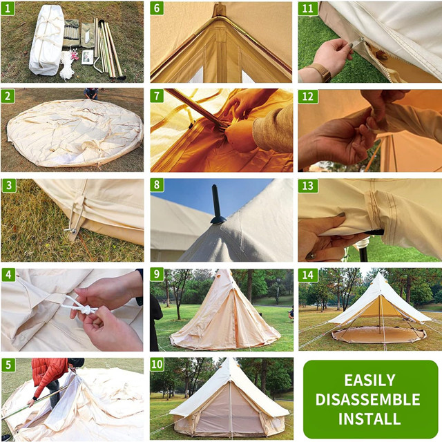 Tienda de campaña de lona con campana Glamping