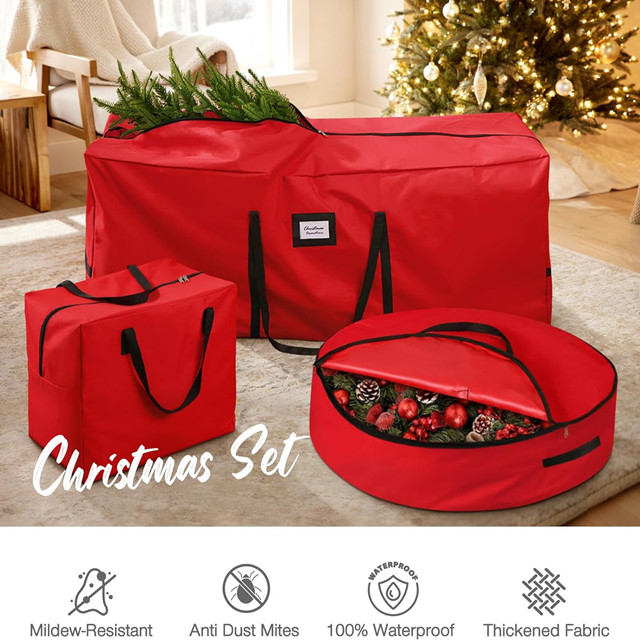 Bolsa impermeable para almacenamiento de árboles de Navidad con asas de transporte 