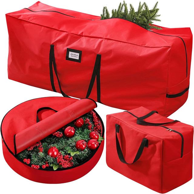 Bolsa impermeable para almacenamiento de árboles de Navidad con asas de transporte 